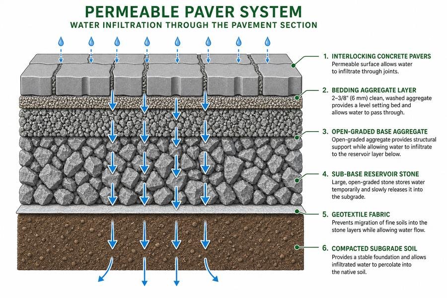 Permeable Paver System Cross Section Diagram