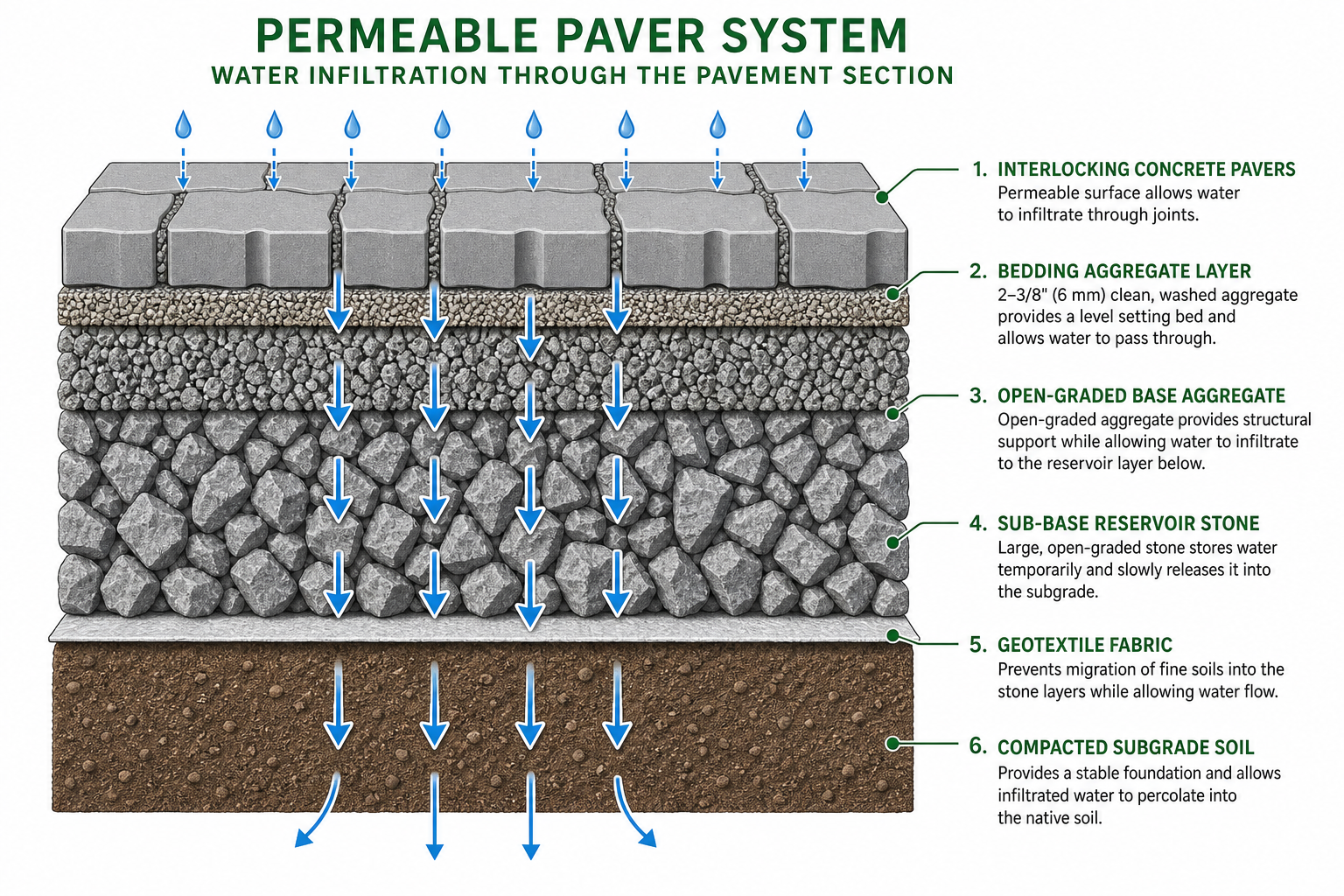 Permeable Paver System Cross Section Diagram