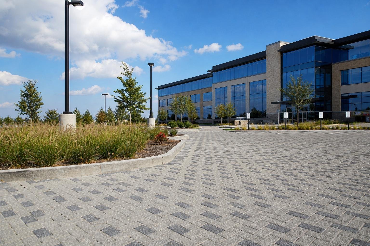 Commercial permeable paver parking lot in Raleigh, NC